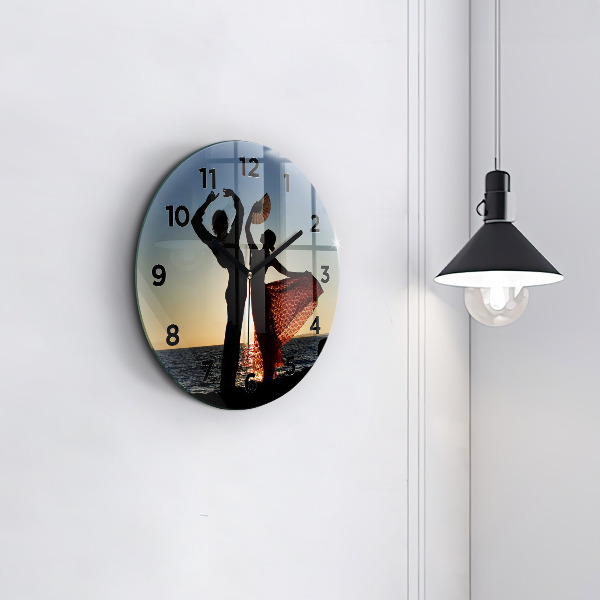 Round glass wall clock Spanish Dance at Sea