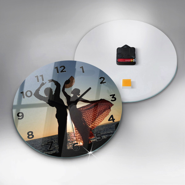 Round glass wall clock Spanish Dance at Sea