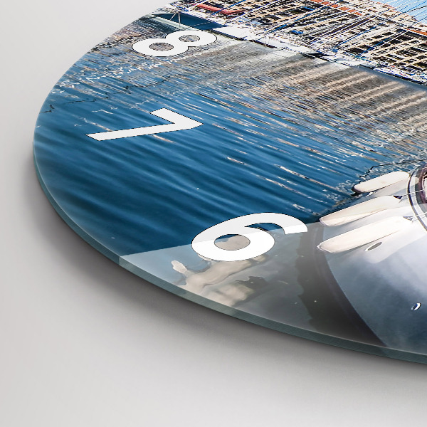 Round glass wall clock Marina in Marseille France