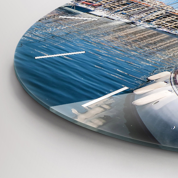 Round glass wall clock Marina in Marseille France