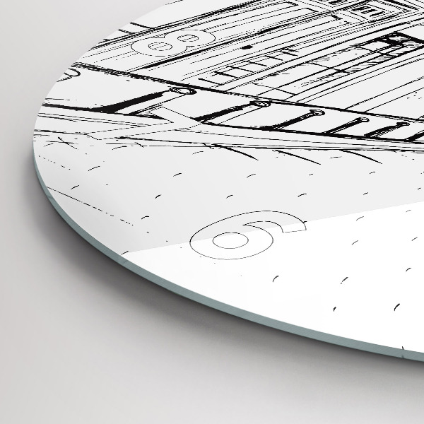 Round glass wall clock Drawing of the city of Provence