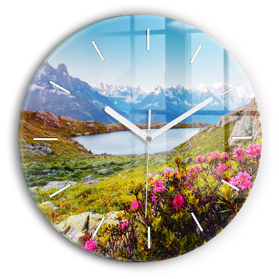 Round glass wall clock Mont Blanc Glacier Chamonix