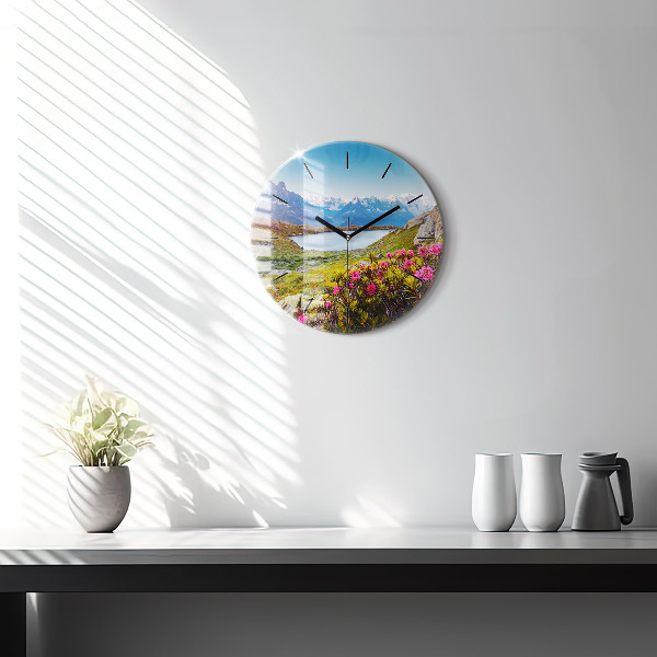 Round glass wall clock Mont Blanc Glacier Chamonix