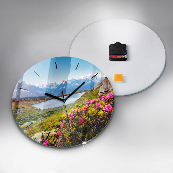 Round glass wall clock Mont Blanc Glacier Chamonix