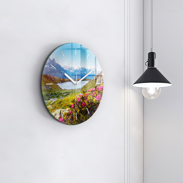 Round glass wall clock Mont Blanc Glacier Chamonix