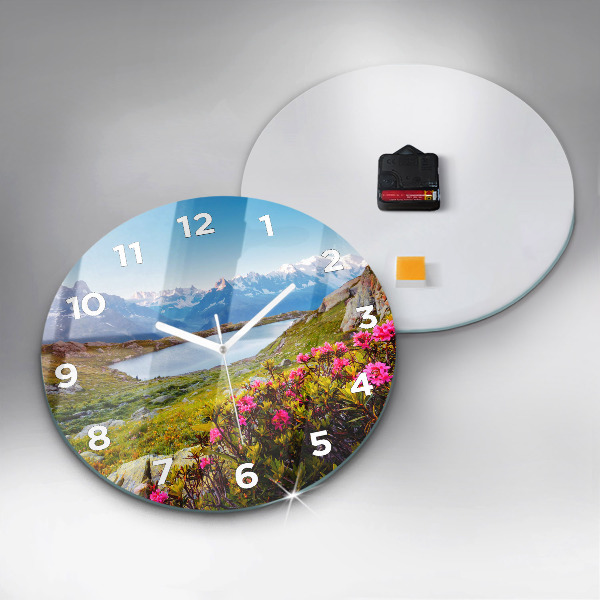 Round glass wall clock Mont Blanc Glacier Chamonix