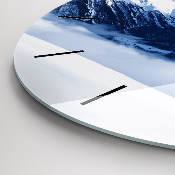 Round glass wall clock Mountain panorama
