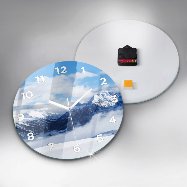 Round glass wall clock Mountain panorama