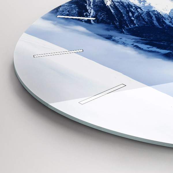 Round glass wall clock Mountain panorama