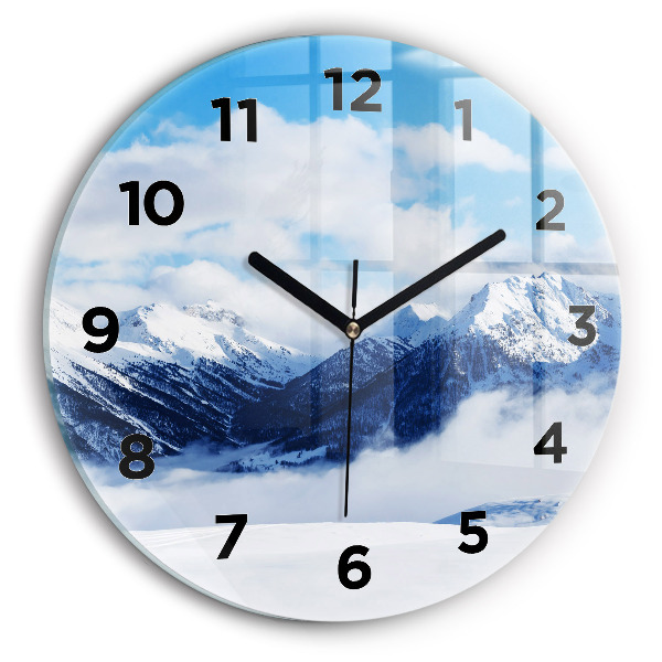 Round glass wall clock Mountain panorama