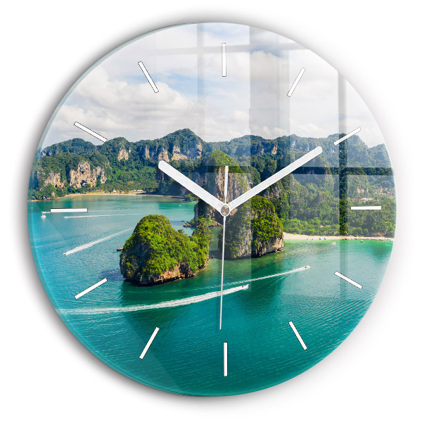 Round glass wall clock Island in Thailand