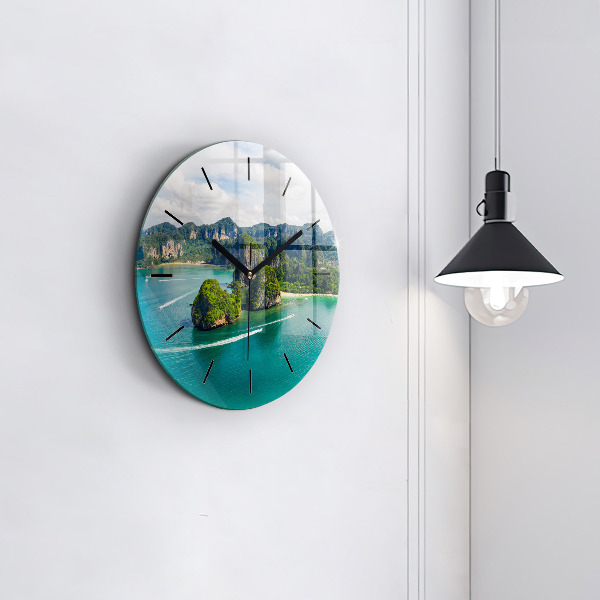 Round glass wall clock Island in Thailand