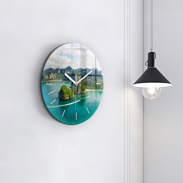 Round glass wall clock Island in Thailand