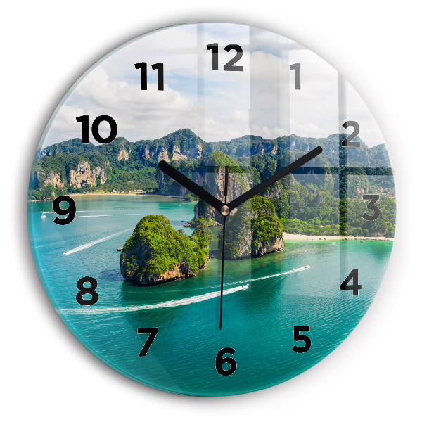 Round glass wall clock Island in Thailand