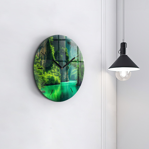 Round glass wall clock Thailand's natural landscape