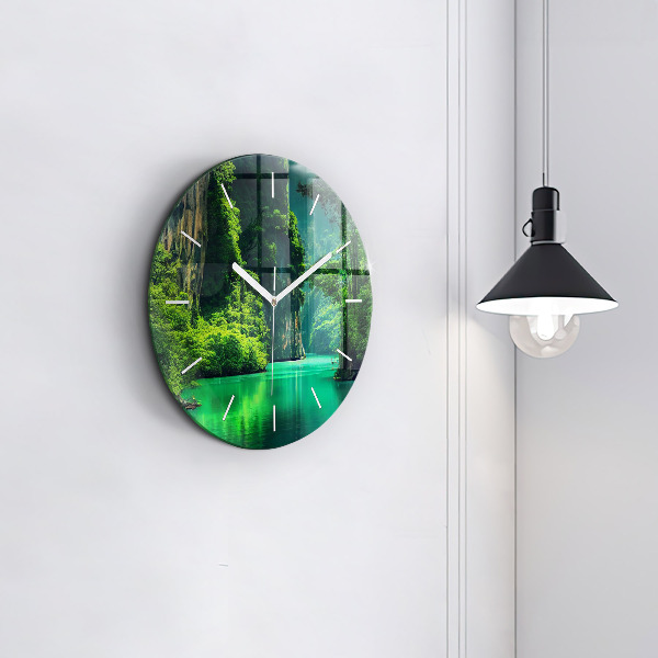 Round glass wall clock Thailand's natural landscape