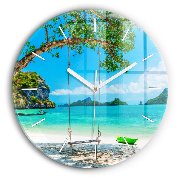 Round glass wall clock Sunny island Thailand