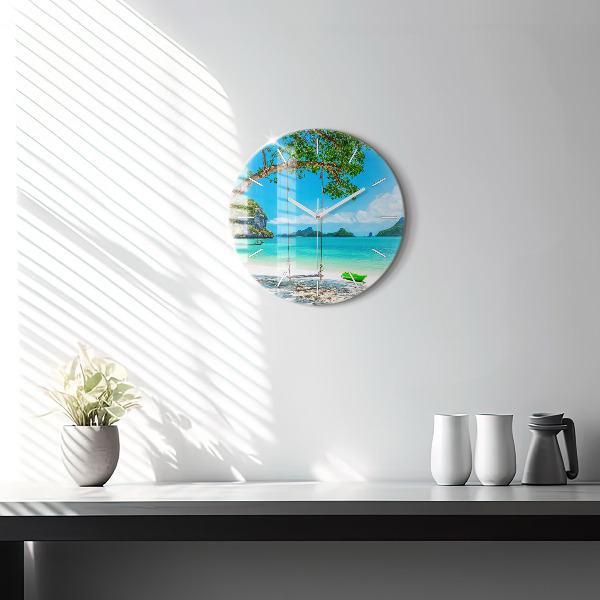 Round glass wall clock Sunny island Thailand