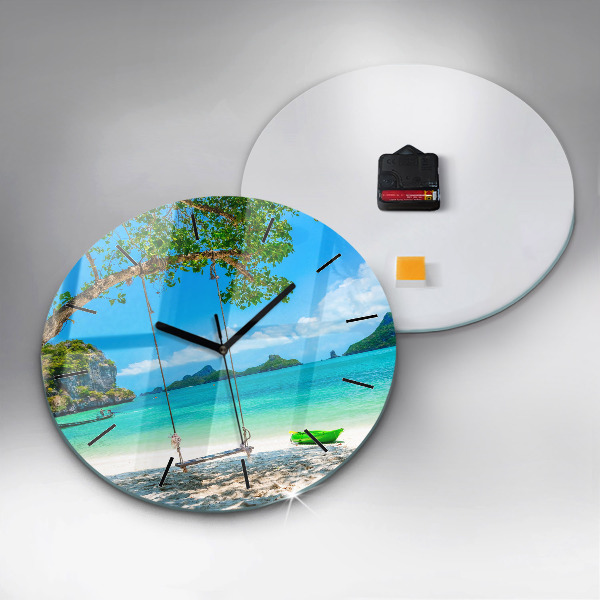 Round glass wall clock Sunny island Thailand