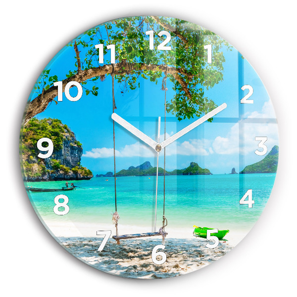 Round glass wall clock Sunny island Thailand
