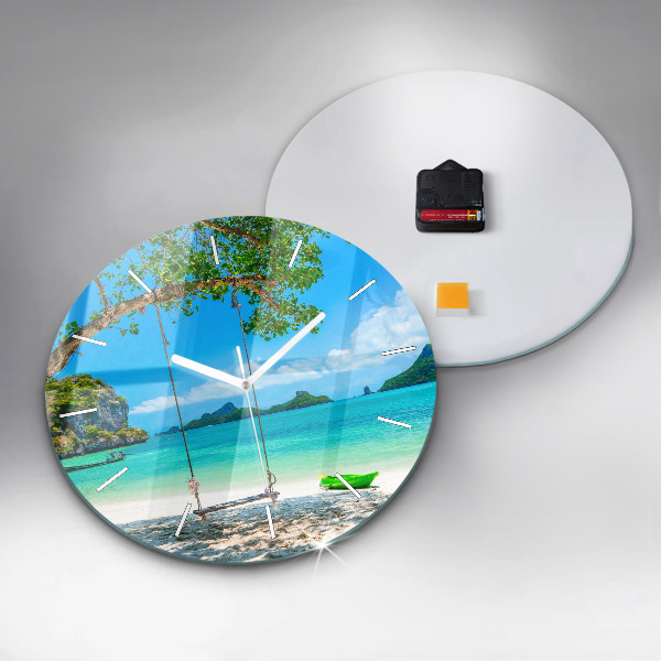 Round glass wall clock Sunny island Thailand