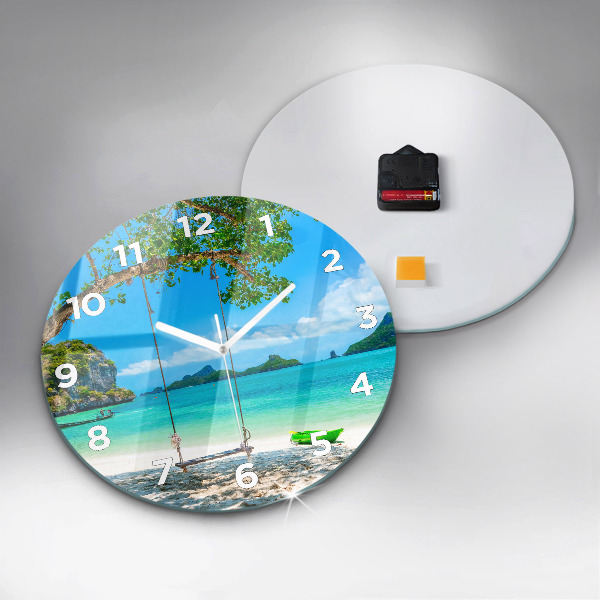 Round glass wall clock Sunny island Thailand
