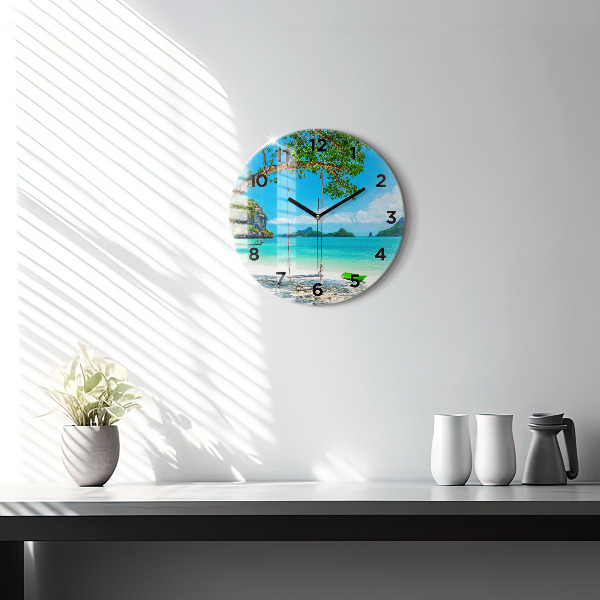 Round glass wall clock Sunny island Thailand