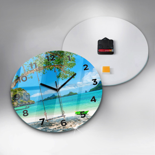 Round glass wall clock Sunny island Thailand