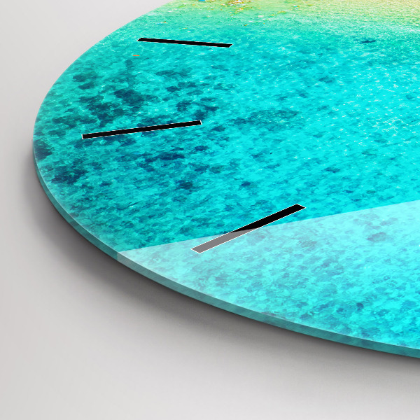 Round glass wall clock Tropical beach Koh Tao