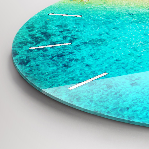 Round glass wall clock Tropical beach Koh Tao