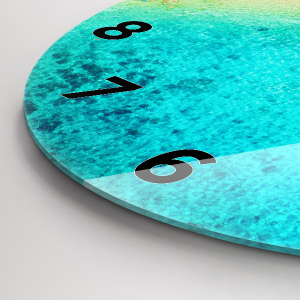 Round glass wall clock Tropical beach Koh Tao