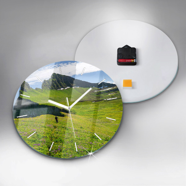 Round glass wall clock Hornstrandir Reserve Iceland