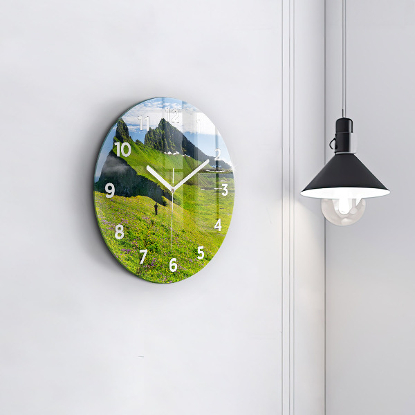 Round glass wall clock Hornstrandir Reserve Iceland