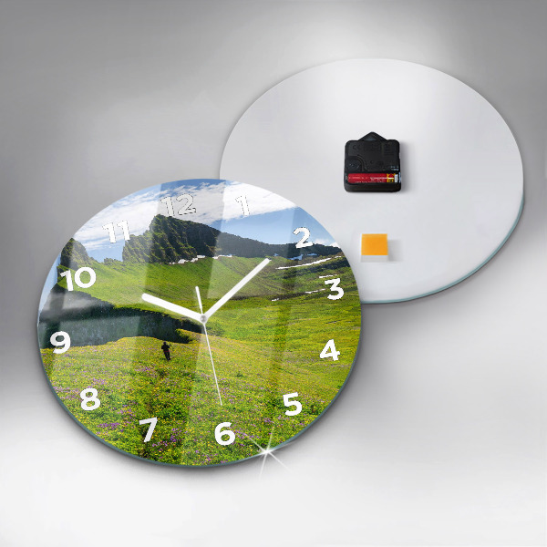 Round glass wall clock Hornstrandir Reserve Iceland