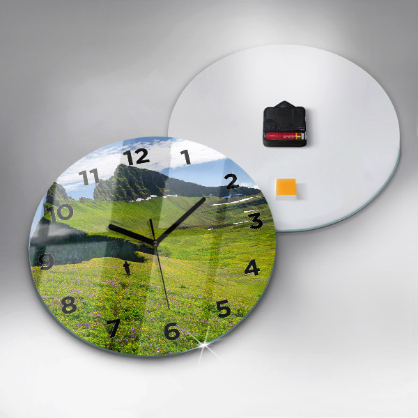 Round glass wall clock Hornstrandir Reserve Iceland