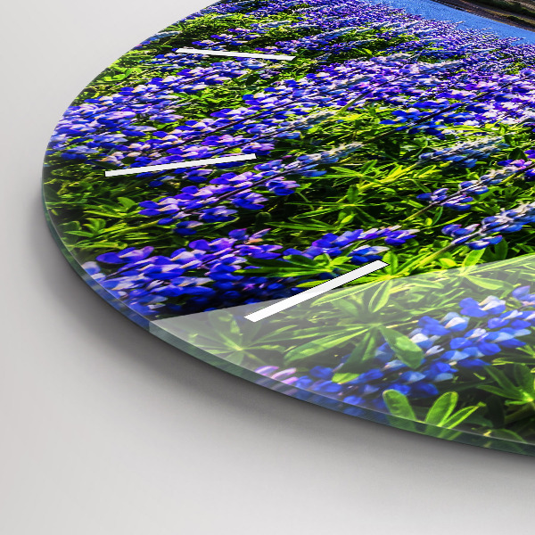 Round glass wall clock Mountain view Iceland