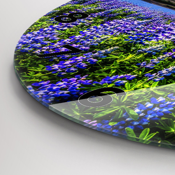 Round glass wall clock Mountain view Iceland