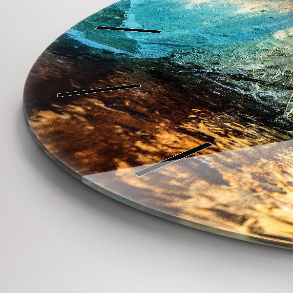 Round glass wall clock Iceberg and sunrise