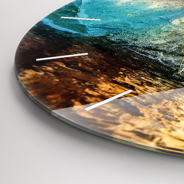 Round glass wall clock Iceberg and sunrise