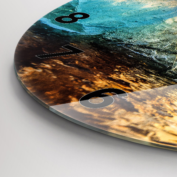 Round glass wall clock Iceberg and sunrise
