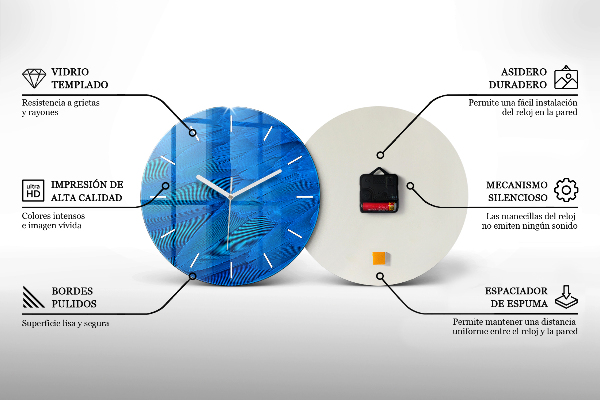 Round glass wall clock Landscape with a waterfall