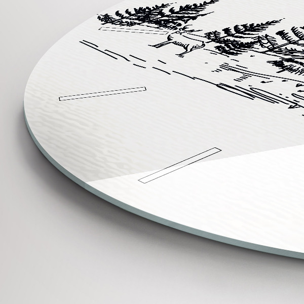 Round glass wall clock Cartoon town