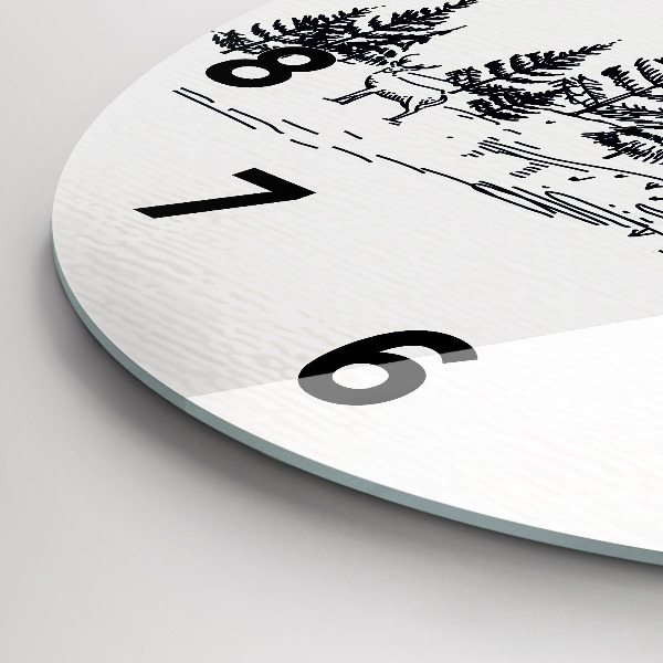 Round glass wall clock Cartoon town