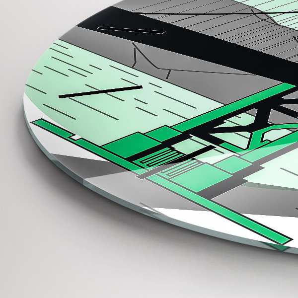 Round glass wall clock Green Bridge