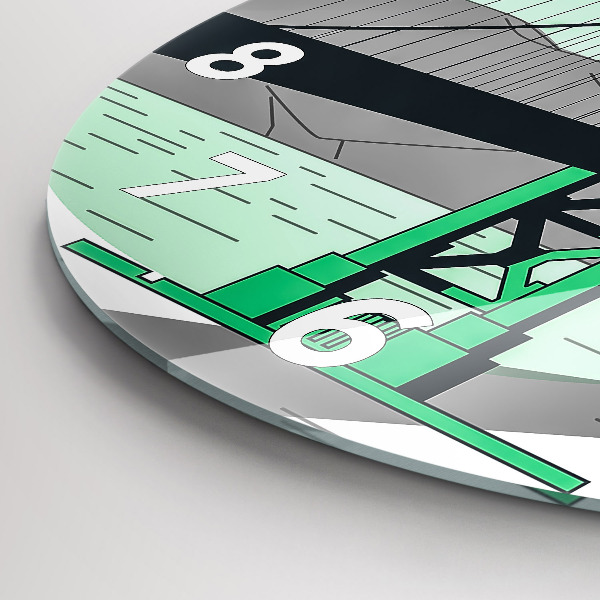 Round glass wall clock Green Bridge