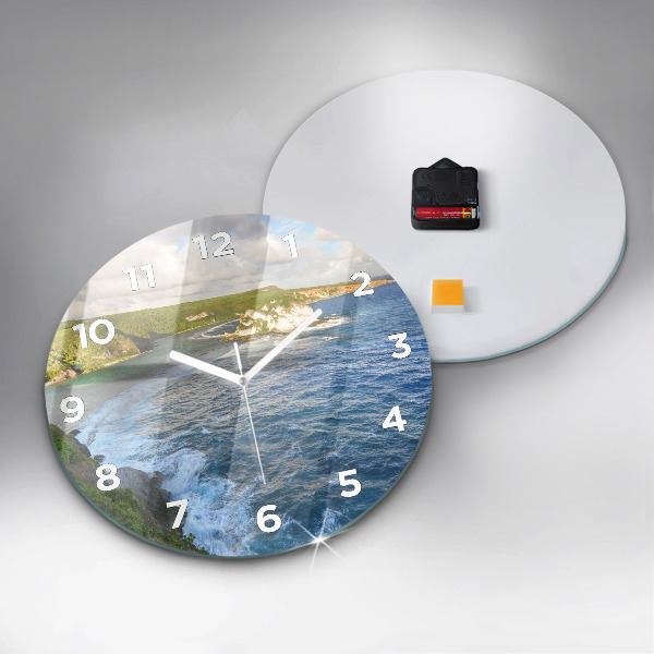 Round glass wall clock Ocean Coast