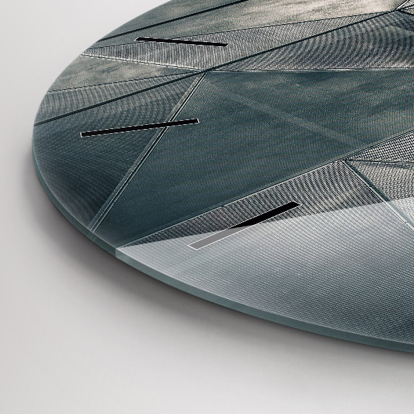 Round glass wall clock Metal abstract triangles