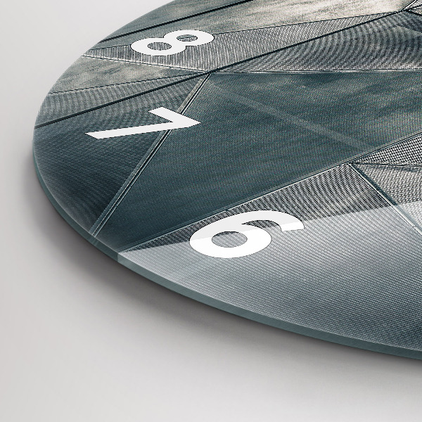 Round glass wall clock Metal abstract triangles