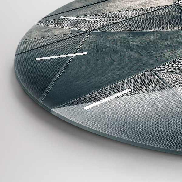 Round glass wall clock Metal abstract triangles