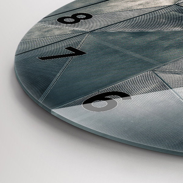 Round glass wall clock Metal abstract triangles